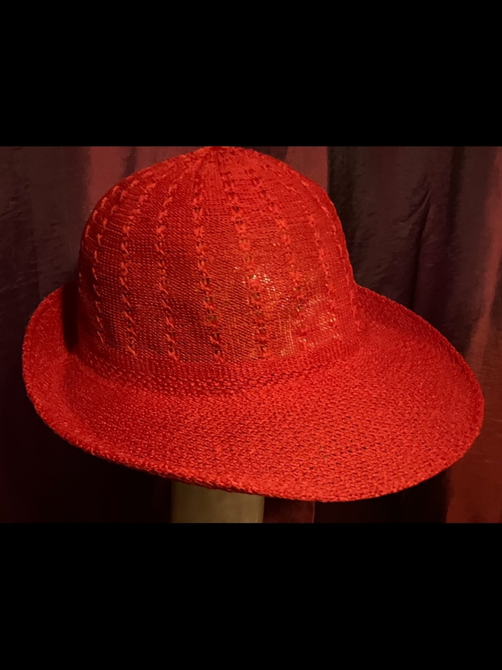Vintage Jane Morgan Red Knit Wide-Brim Women's Hat New